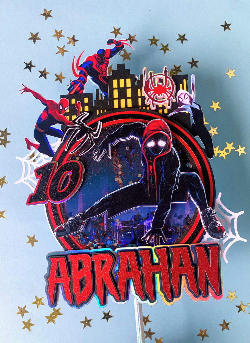 Arquivo de Corte Topo de Bolo Homen Aranha no Aranhaverso - Imagem 2