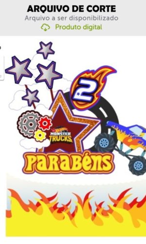 Arquivo de Corte Topo de Bolo Hotwhels Carros Truck