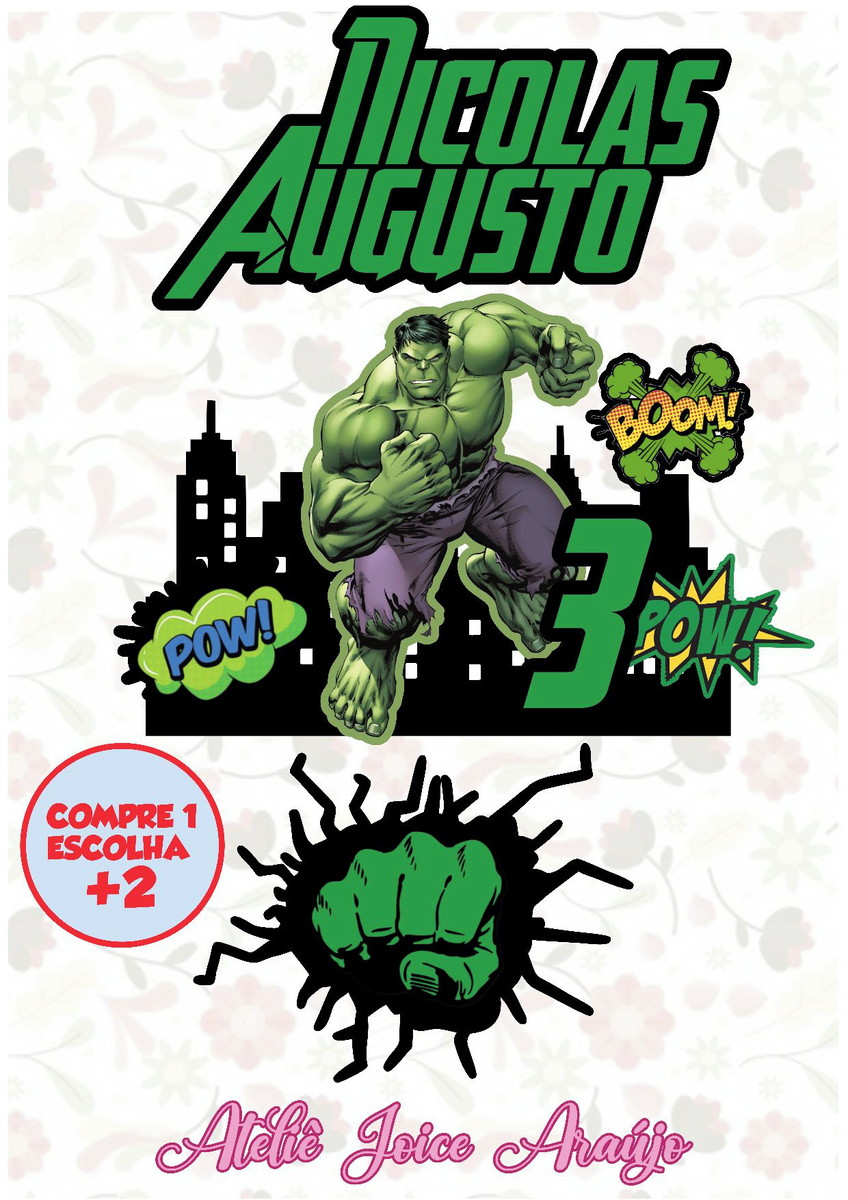 010 - Arquivo de Corte Topo de Bolo Hulk 1