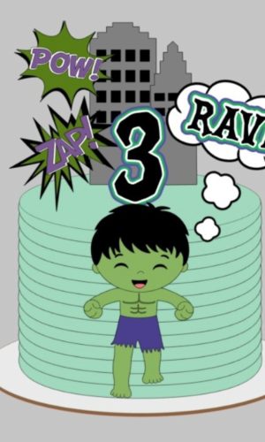 Arquivo de Corte Topo de Bolo Hulk Cute em Camadas