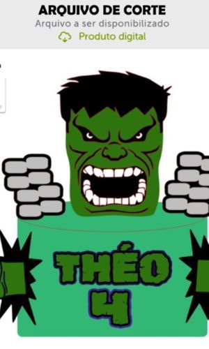 Arquivo de Corte Topo de Bolo Incrivel Hulk