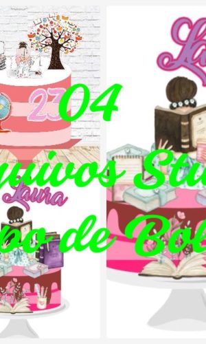 Arquivo de Corte Topo de Bolo - Livros