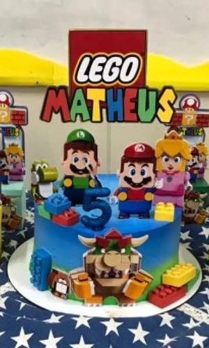 Arquivo de Corte Topo de Bolo Mario Lego Studio+brinde