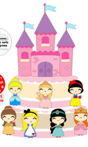 Arquivo de Corte Topo de Bolo Mini Princesas