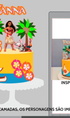 Arquivo de Corte Topo de Bolo Moana 4 + Brinde