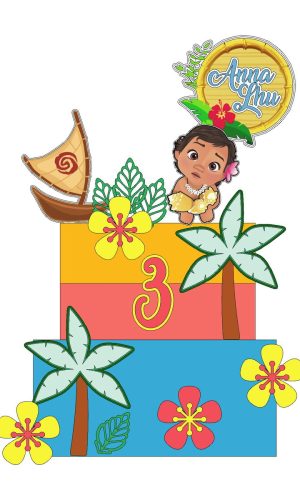 Arquivo de Corte Topo de Bolo Moana Baby em Camadas