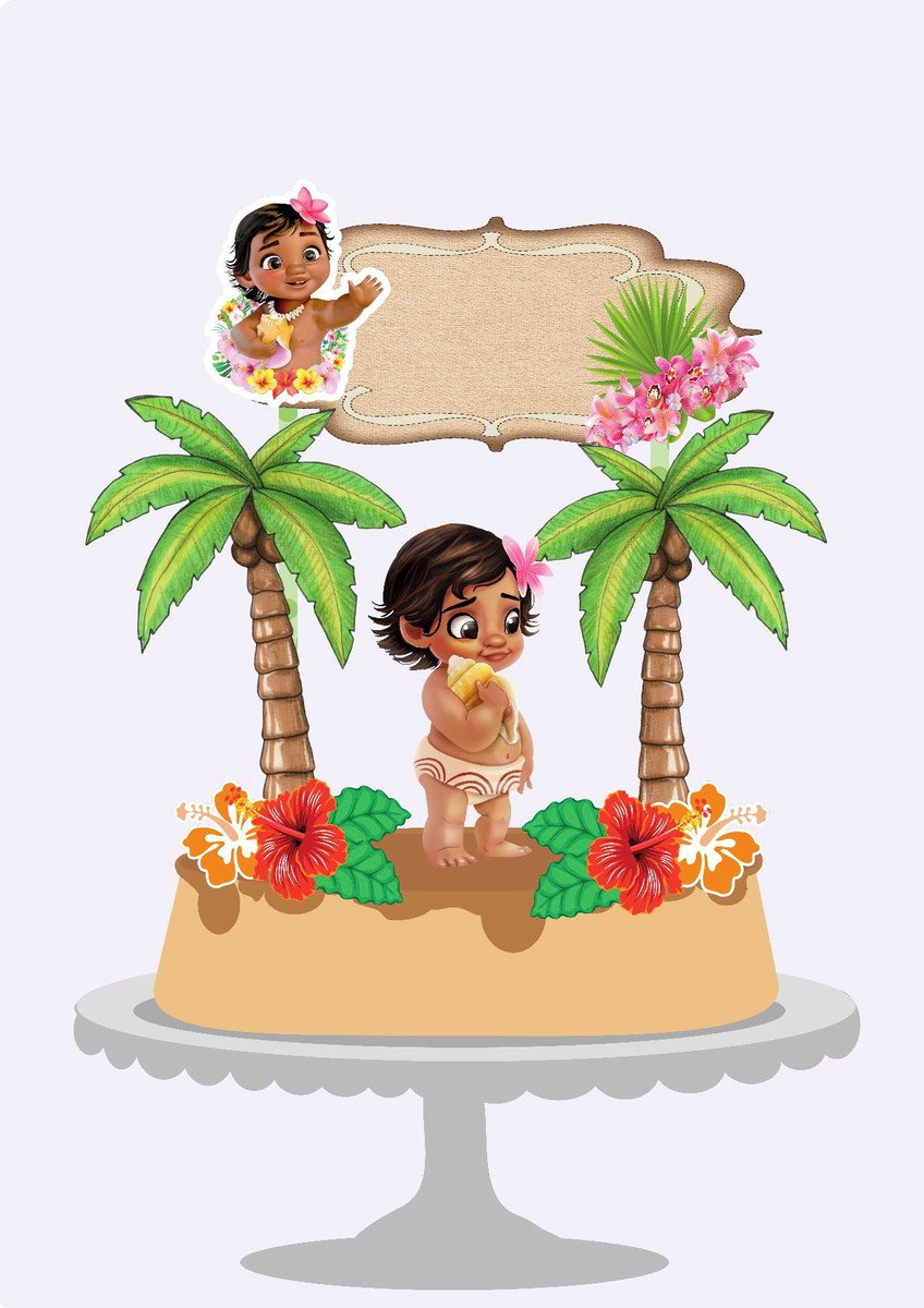 10 Arquivo Por R$ 10,00 Topo de Bolo Moana Baby - Imagem 2