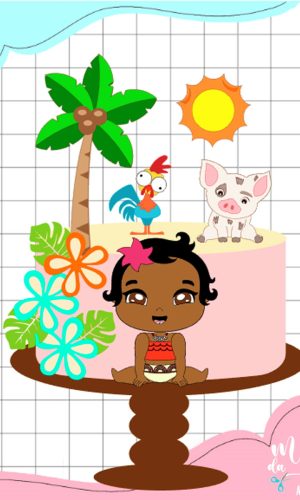 Arquivo de Corte: Topo de Bolo Moana Cute Baby 006