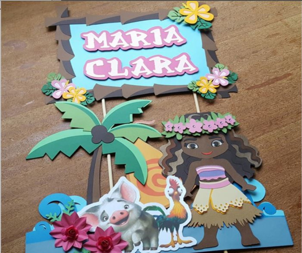 Arquivo de corte Topo de Bolo Moana em Camadas-COD.120