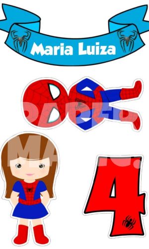 Arquivo de corte topo de bolo mulher e homem aranha