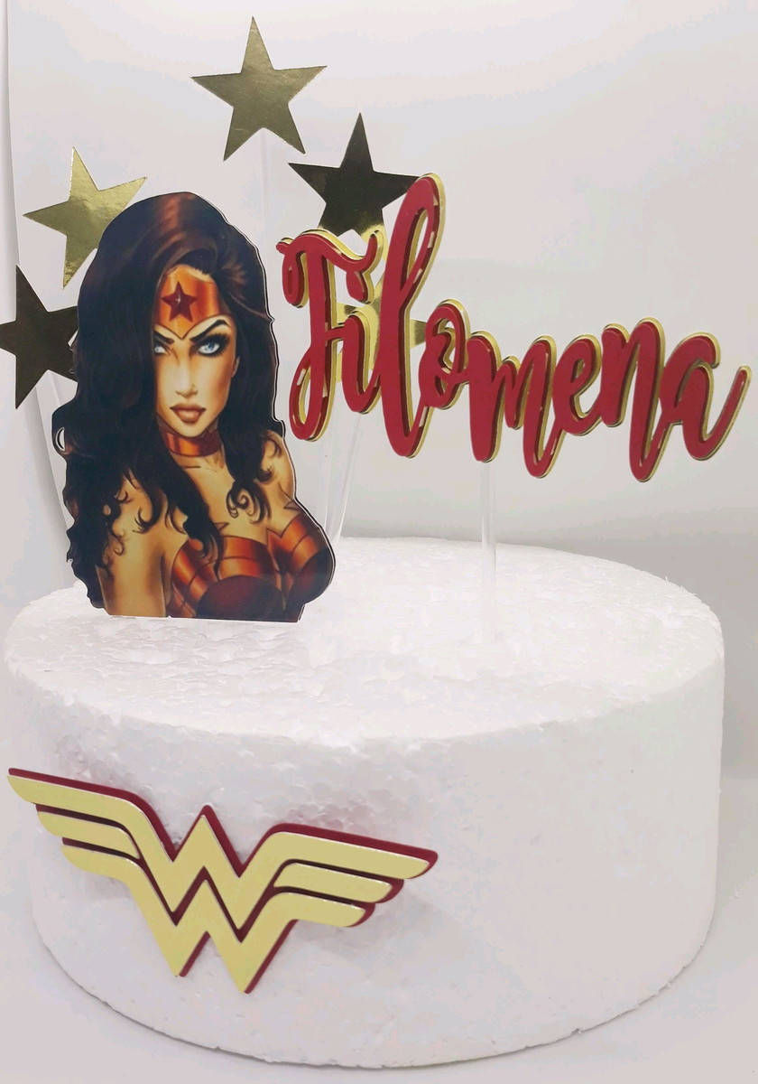 Arquivo De Corte Topo De Bolo Mulher Maravilha - Imagem 3