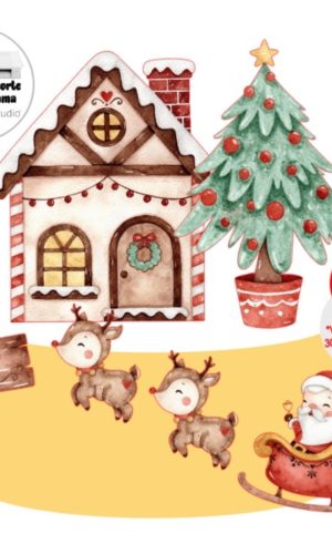 Arquivo de Corte Topo de Bolo Natal Aquarela