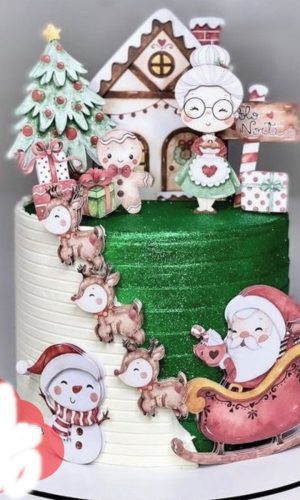 Arquivo de Corte Topo de Bolo Natal Aquarelado