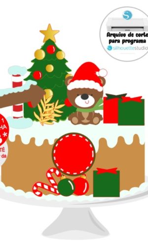 Arquivo de Corte Topo de Bolo Natal Ursinho