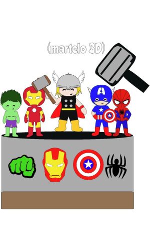 Arquivo de Corte Topo de Bolo os Vingadores Cute Camadas