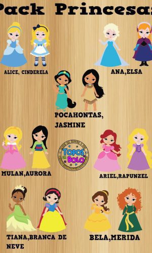 Arquivo de Corte Topo de Bolo Pack Princesas