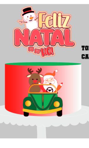 Arquivo de Corte Topo de Bolo Papai Noel Carro + Brinde