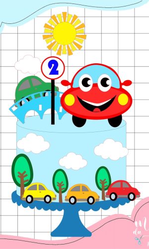 Arquivo de Corte: Topo de Bolo Pista de Carros Cute 008