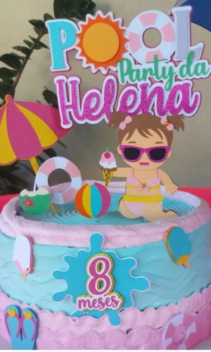 Arquivo de Corte Topo de Bolo Pool Party Bebe Menina
