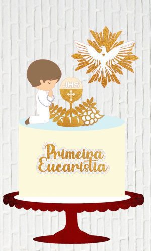 Arquivo de Corte Topo de Bolo Primeira Eucaristia Menino