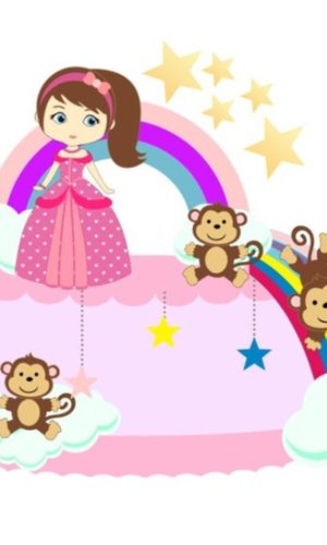 Arquivo de Corte Topo de Bolo Princesa Arco iris