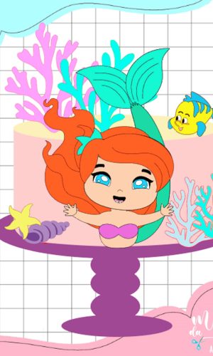 Arquivo de Corte: Topo de Bolo Princesa Ariel 009