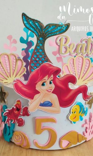 Arquivo de Corte: Topo de Bolo Princesa Ariel Camadas 010
