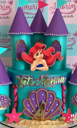 Arquivo de Corte: Topo de Bolo Princesa Ariel Castelo 3d 012