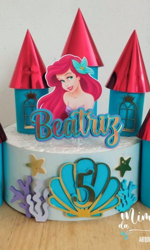 Arquivo de Corte: Topo de Bolo Princesa Ariel Castelo 3d 013