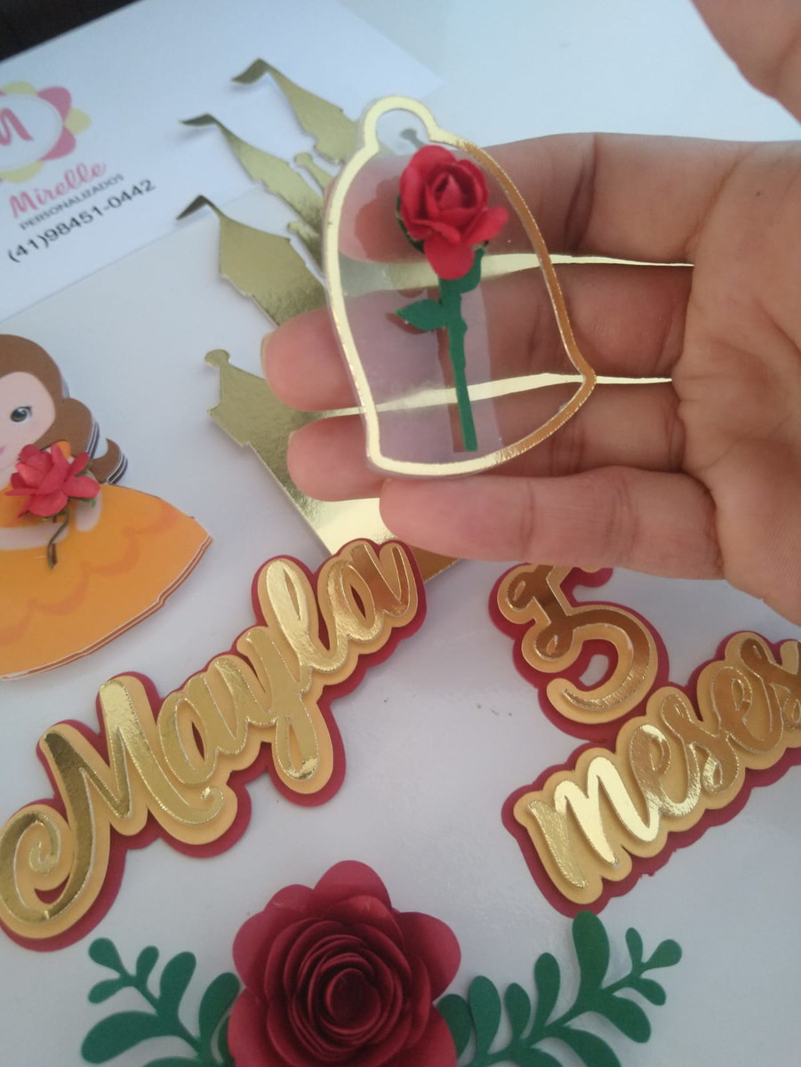 Arquivo de Corte Topo de Bolo Princesa Bela - Imagem 2