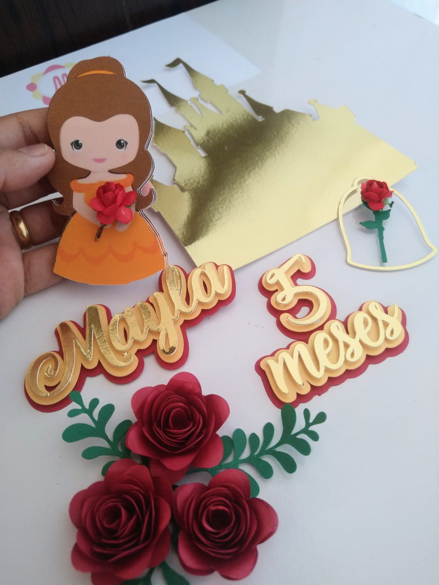 Arquivo de Corte Topo de Bolo Princesa Bela - Imagem 3