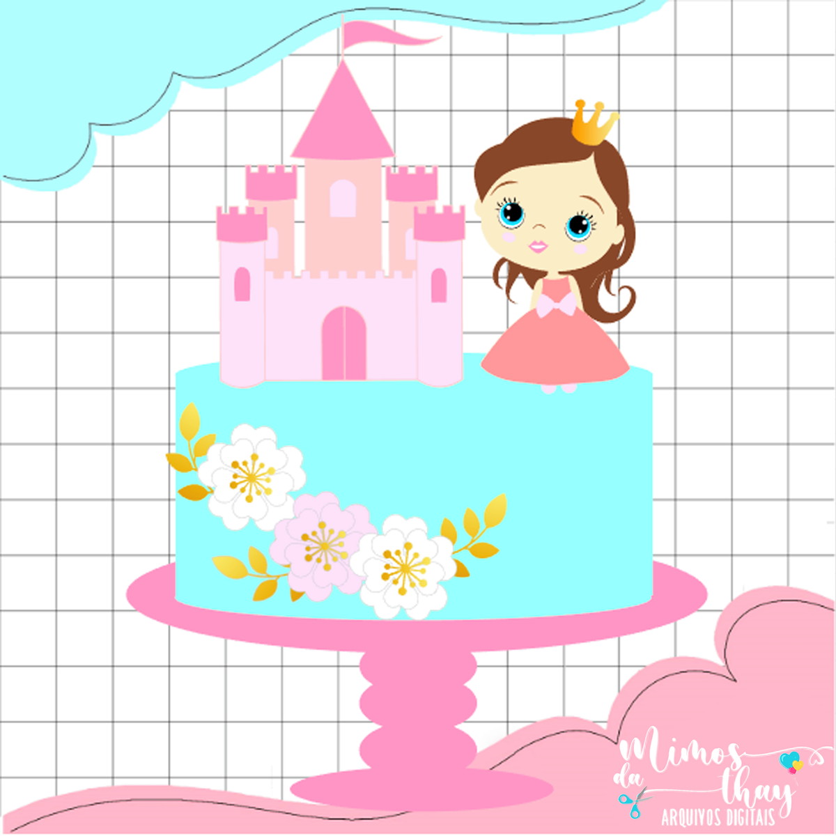 Arquivo de Corte Topo de Bolo Princesa Cute 005