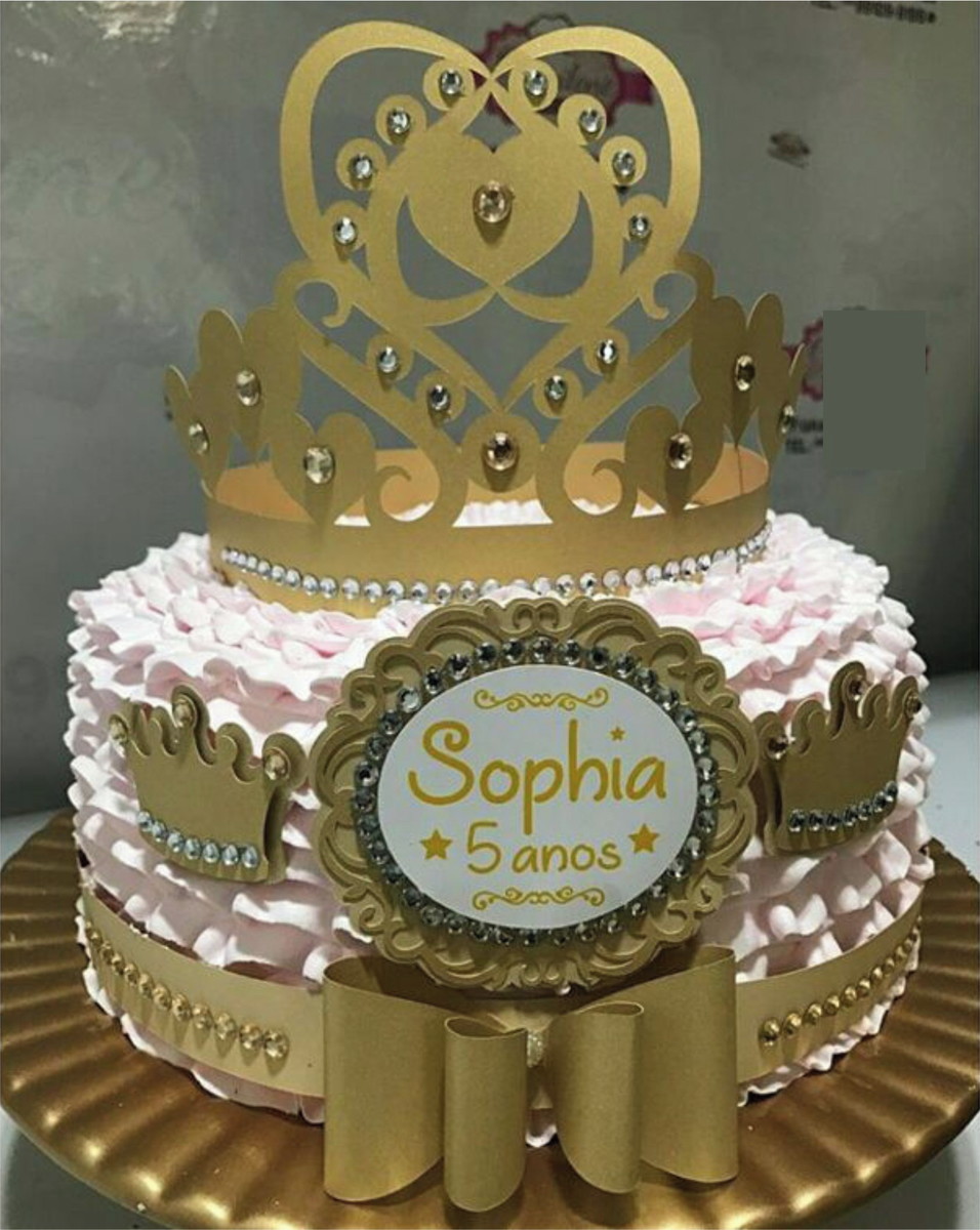 Arquivo de corte topo de bolo Princesa dourada