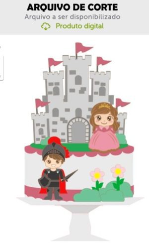 Arquivo de Corte Topo de Bolo Princesa e Cavaleiro