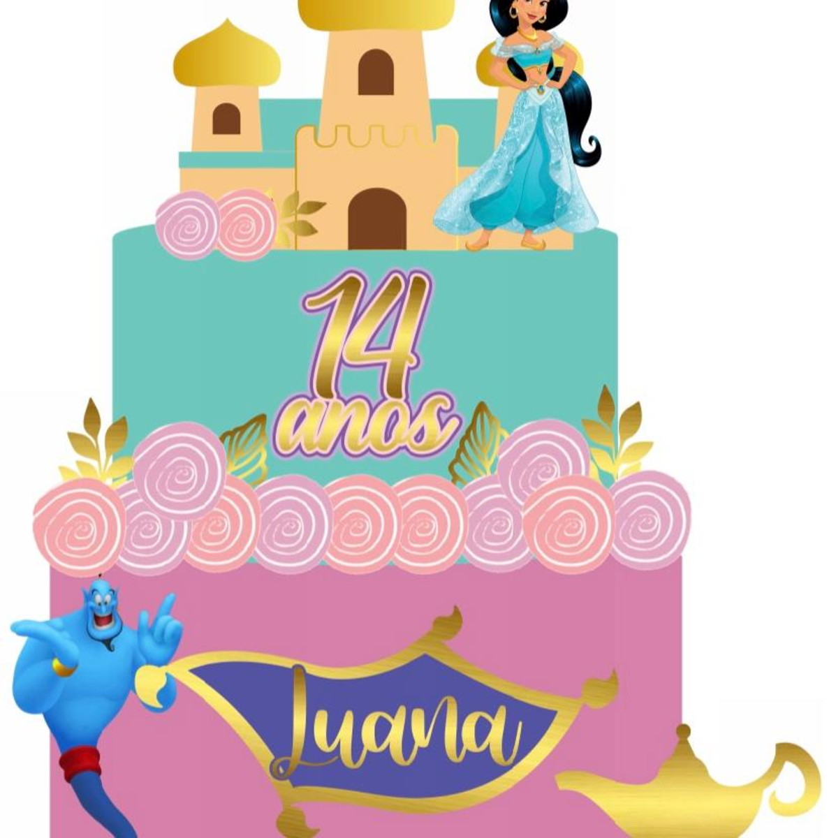 Arquivo de Corte Topo de Bolo Princesa Jasmine