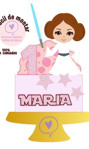 Arquivo de Corte Topo de Bolo Princesa Leia 1