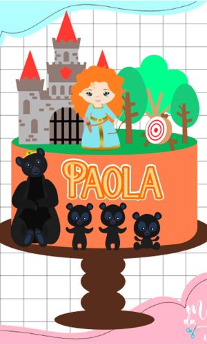 Arquivo de Corte Topo de Bolo Princesa Merida Valente 002