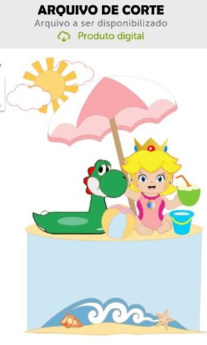 Arquivo de Corte Topo de Bolo Princesa Peach Praia