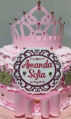 Arquivo de Corte - Topo de Bolo Princesa Rosa