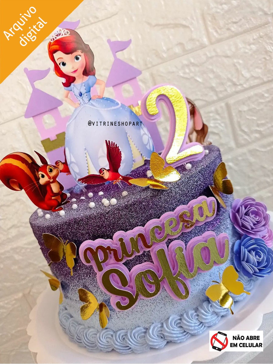 Arquivo de Corte Topo de Bolo Princesa Sofia Castelo Camadas