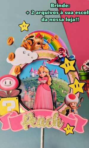 Arquivo de Corte Topo de Bolo Princesa-super Mário