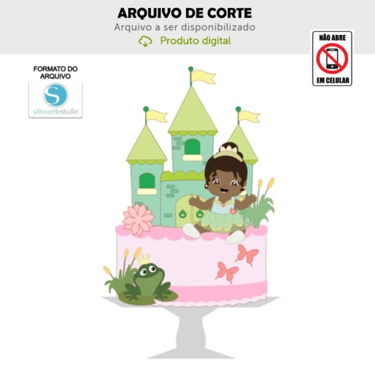 Arquivo de Corte Topo de Bolo Princesa Tiana Bebê