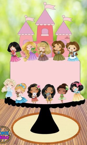 Arquivo de Corte Topo de Bolo Princesas Baby Cute Aquarela