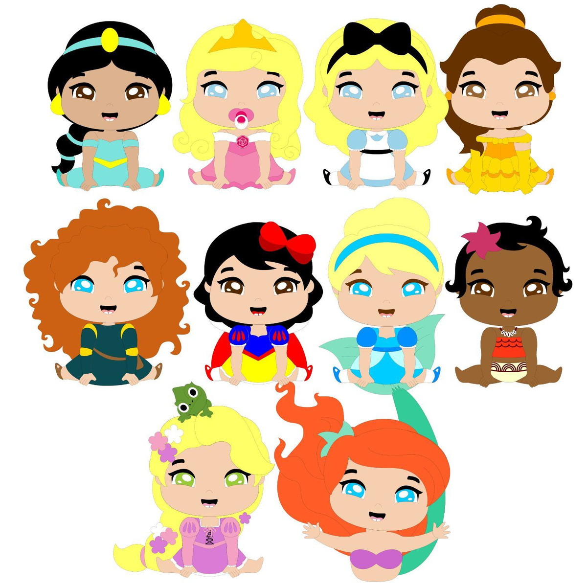 392 - Arquivo de Corte Topo de Bolo Princesas Baby Cute