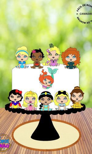 Arquivo de Corte Topo de Bolo Princesas Baby