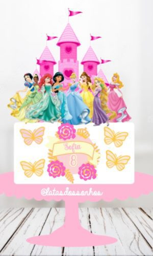 Arquivo de Corte Topo de Bolo Princesas