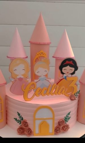 Arquivo de Corte Topo de Bolo Princesas Castelo 3d