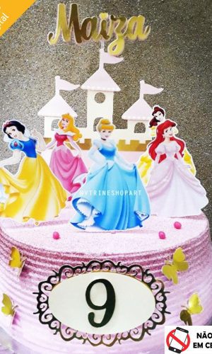 Arquivo de Corte Topo de Bolo Princesas Castelo em Camadas