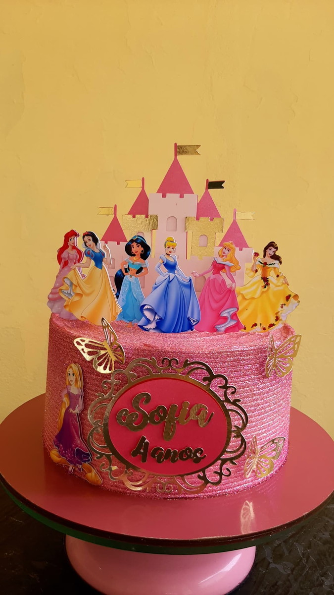 Arquivo de Corte Topo de Bolo Princesas com Castelo