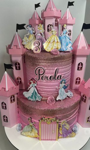 Arquivo de Corte Topo de Bolo Princesas com Castelo